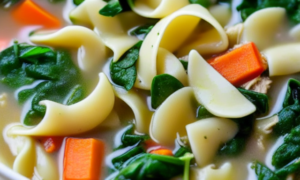 Diabetes-Friendly Chicken Noodle Soup with Spinach & Parmesan