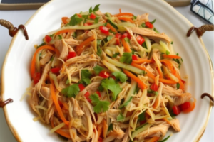 Low-Calorie Chicken Breast with Shredded Pork Salad