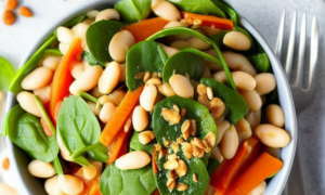 Spiced White Bean & Spinach Salad Bursting with Fiber