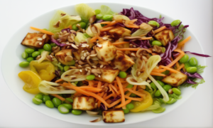Low-Calorie Crunchy Cabbage, Tofu & Edamame Salad