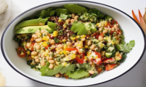 Wholesome Vegetarian Power Salad with Creamy Cilantro Dressing